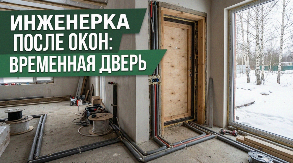 Монтаж внутренних инженерных систем в доме после установки окон и монтажа временной входной двери