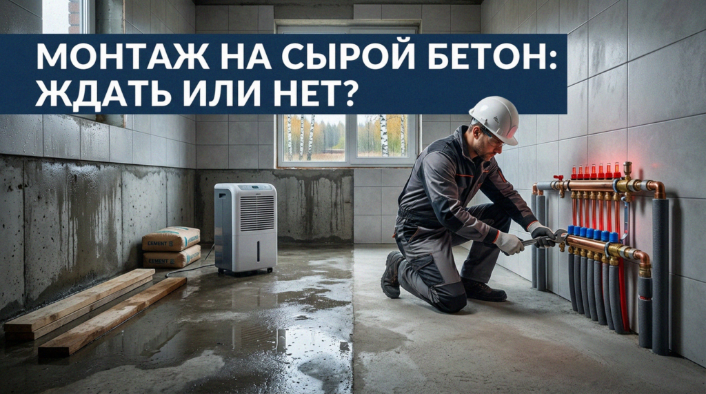 Процесс прокладки инженерных систем на строительной площадке до и после заливки бетона