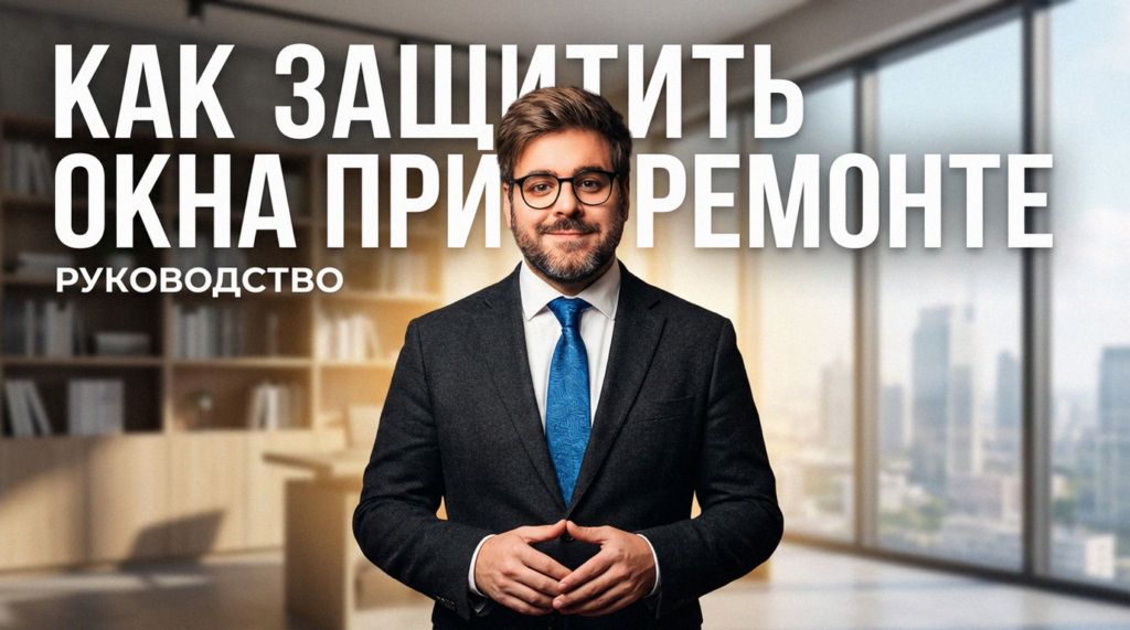 Защита оконного профиля и дверей защитной пленкой во время строительных работ